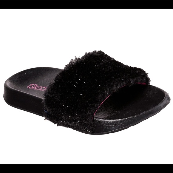 skechers fur slides
